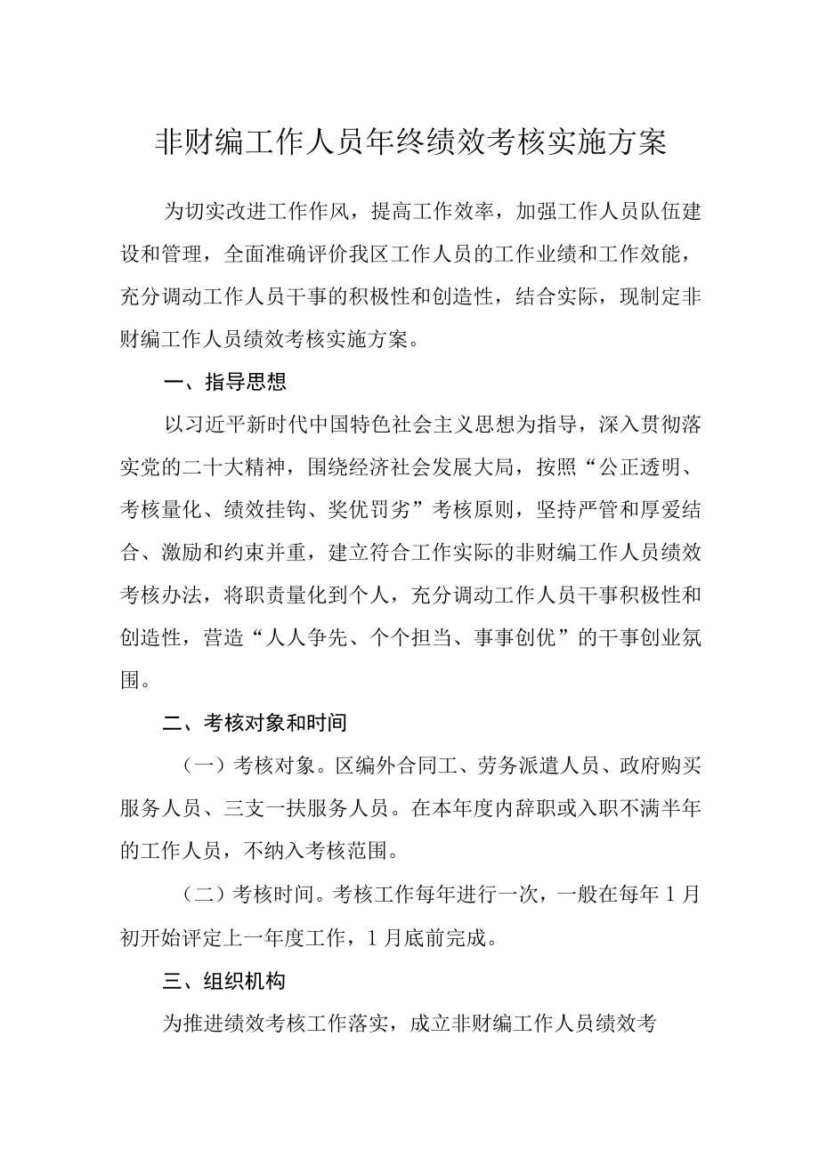 非财编工作人员年终绩效考核实施方案.docx_第1页