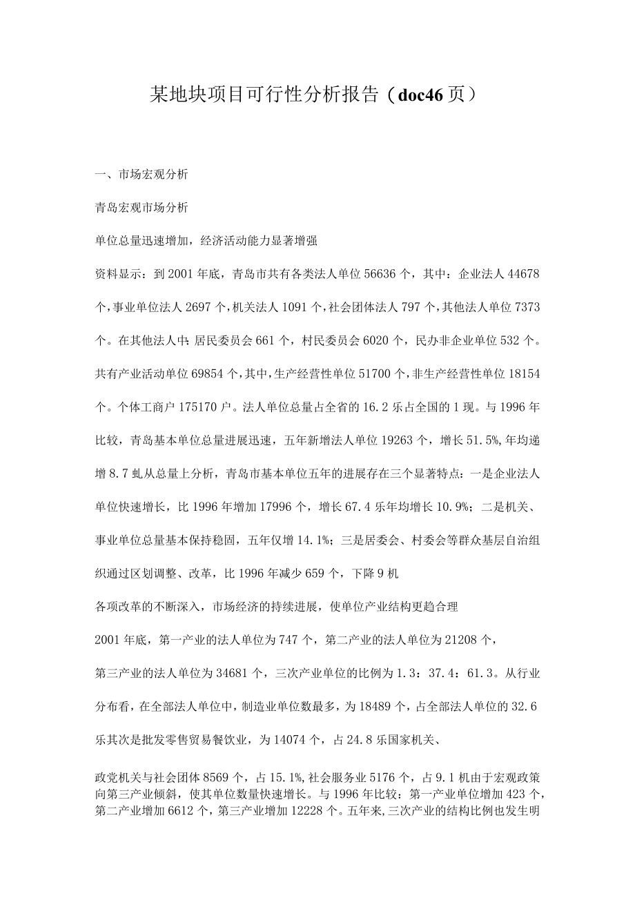 某地块项目可行性分析报告(doc 46页).docx_第1页