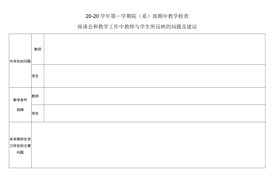 期中教学检查座谈会和教学工作中教师与学生所反映的问题及建议.docx_第1页