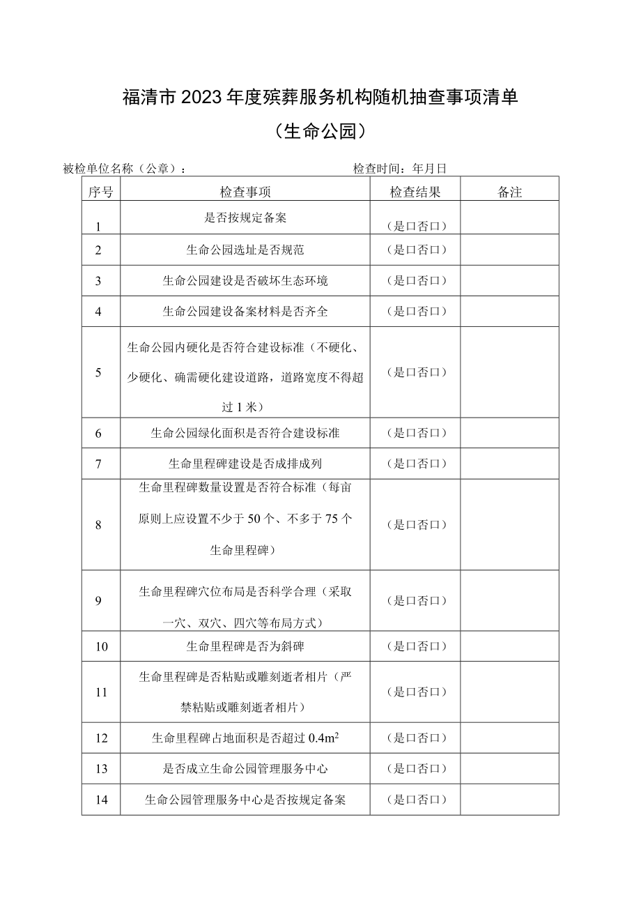 福清市2023年度殡葬服务机构随机抽查事项清单公墓陵园骨灰楼堂.docx_第2页