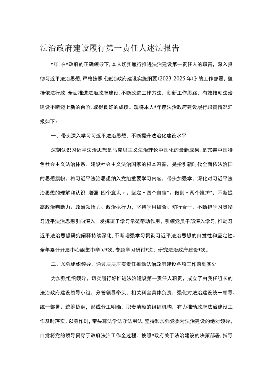 法治政府建设履行第一责任人述法报告.docx_第1页