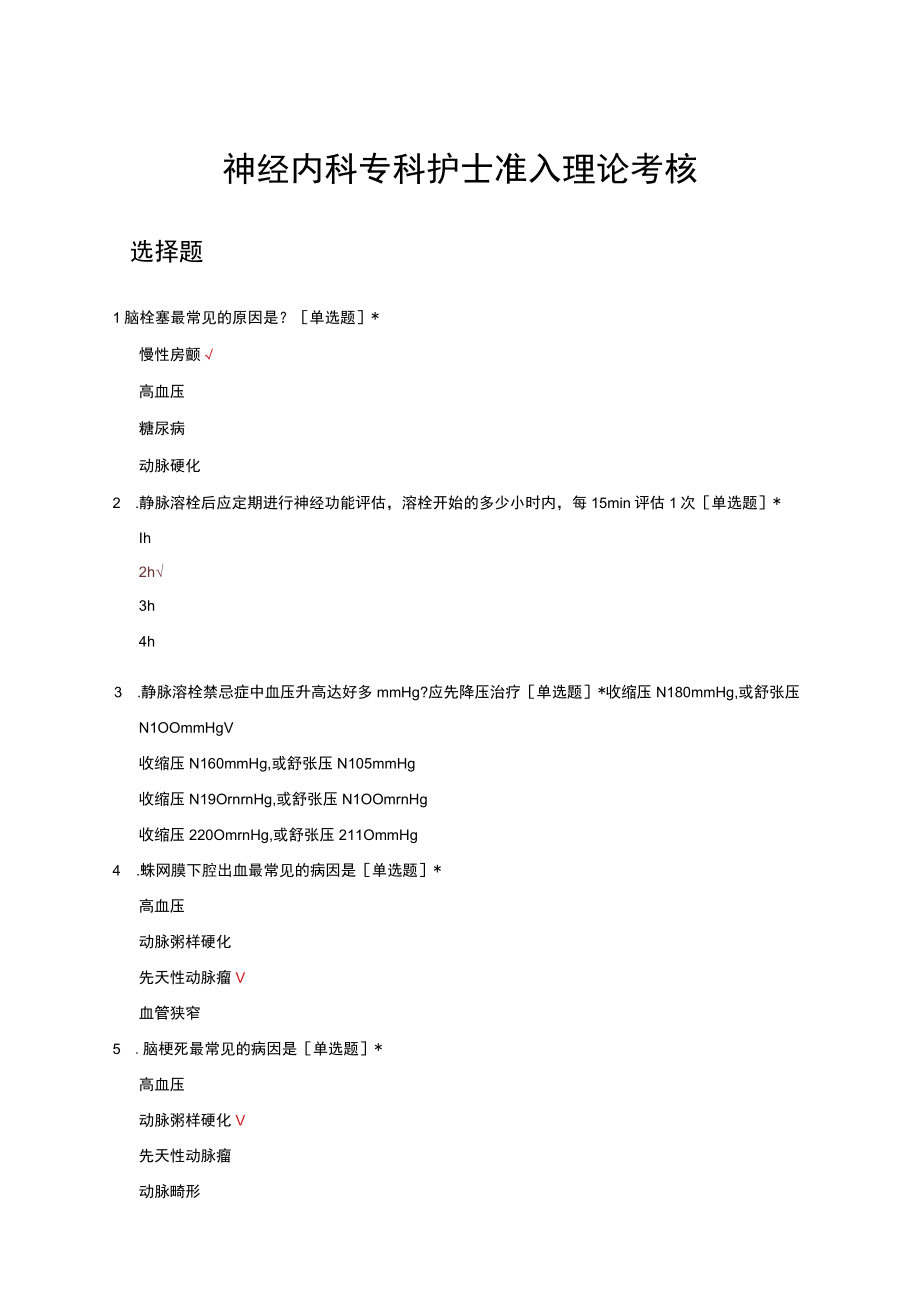 神经内科专科护士准入理论考核试题及答案.docx_第1页