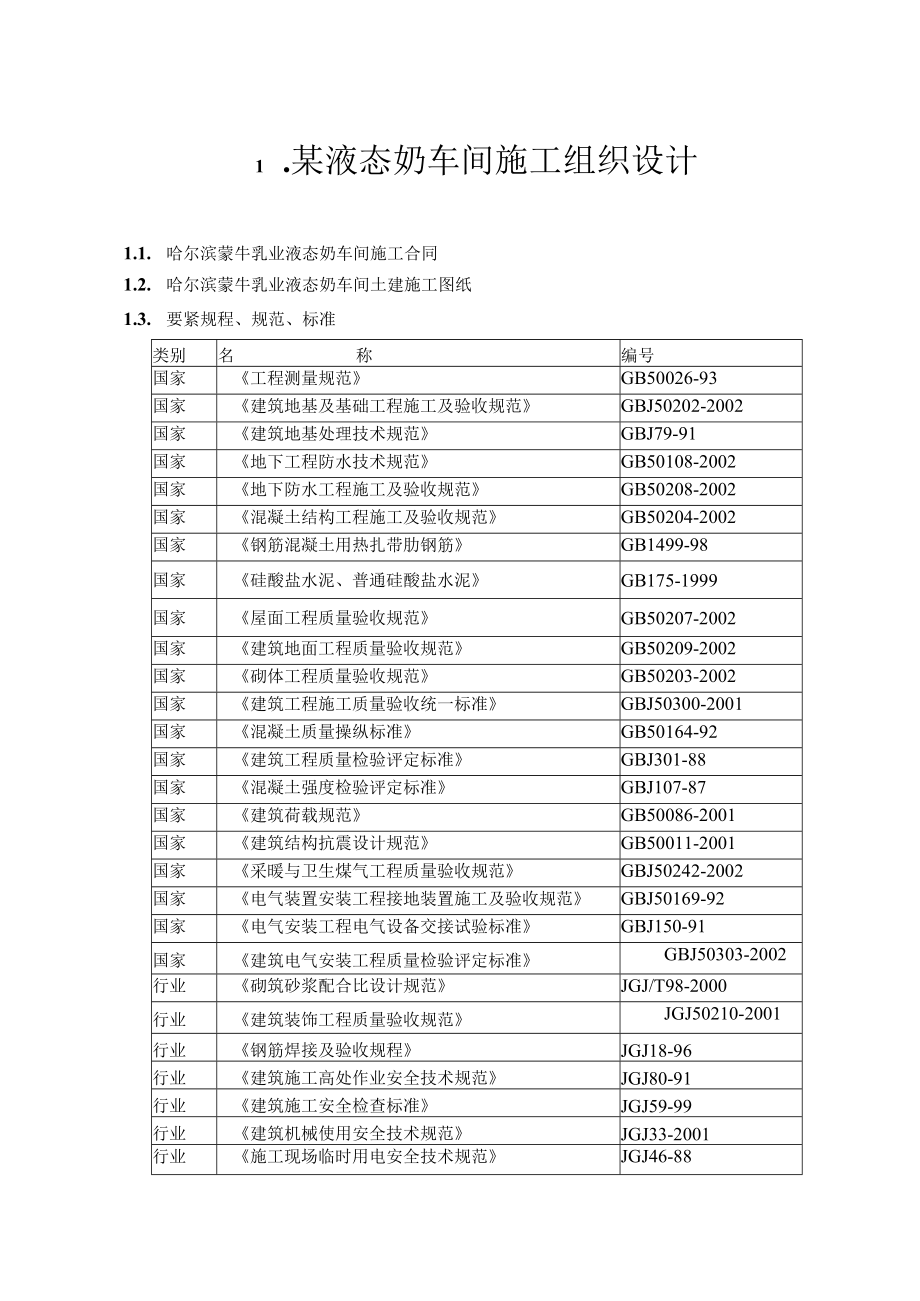 某液态奶车间施工组织设计.docx_第1页