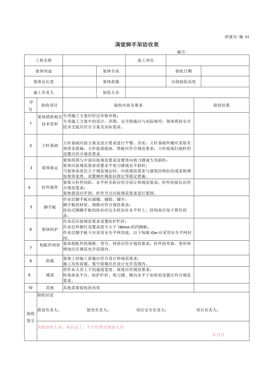 满堂脚手架验收表.docx_第1页