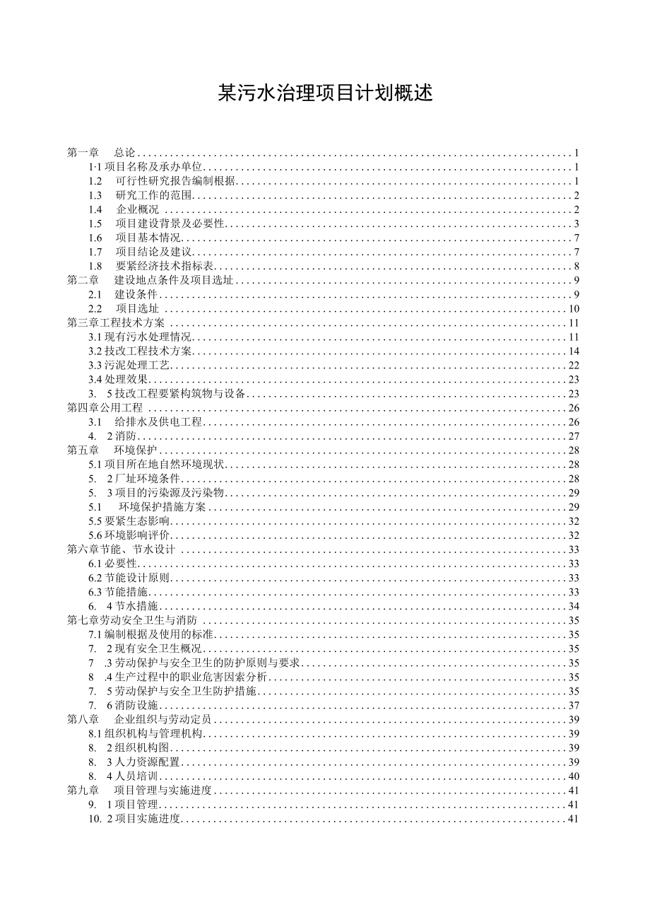 某污水治理项目计划概述.docx_第1页