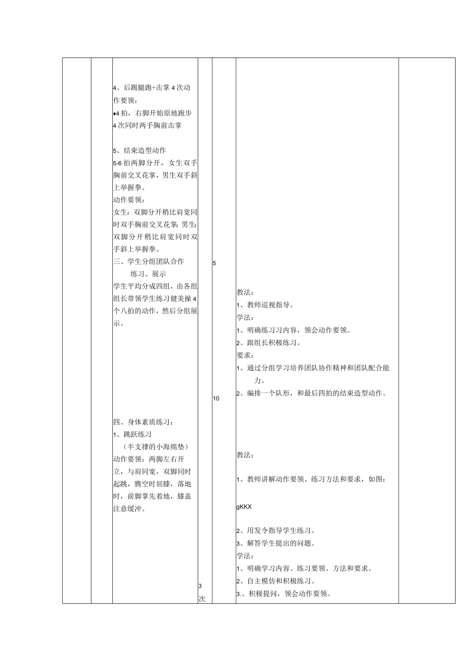 水平四（初一）体育《健美操身体素质（跳跃练习）》教案.docx_第3页