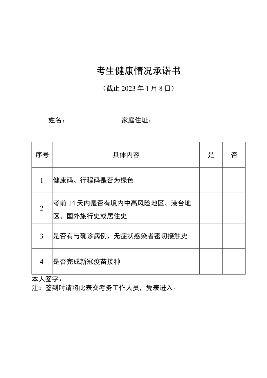 考生健康情况承诺书.docx_第1页