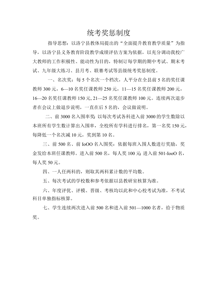 统考奖惩制度.docx_第1页