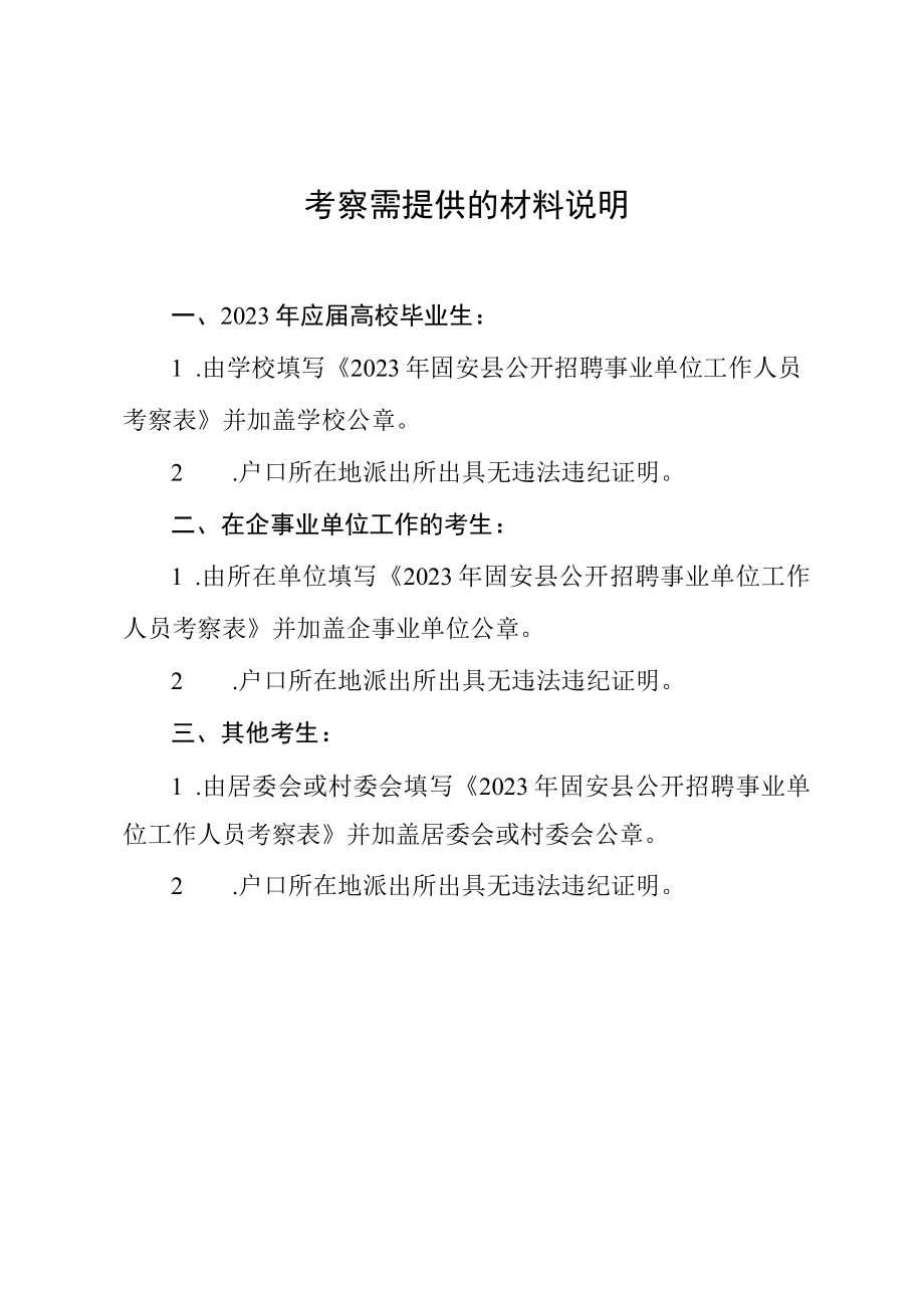 考察需提供的材料说明.docx_第1页