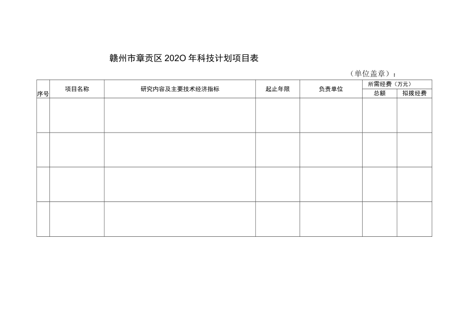 赣州市章贡区2023年科技计划项目表单位盖章.docx_第1页