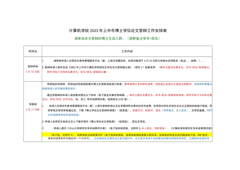 计算机学院2023年上半年博士学位论文答辩工作安排表.docx_第1页