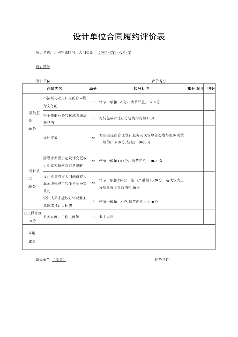 设计单位合同履约评价表.docx_第1页