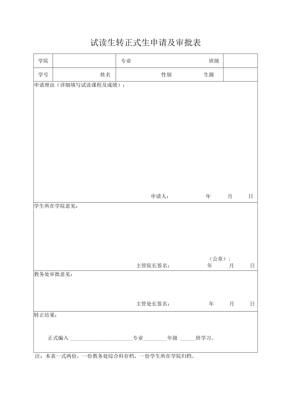 试读生转正式生申请及审批表.docx_第1页