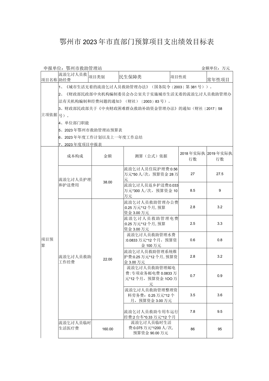 鄂州市2023年市直部门预算项目支出绩效目标表_001.docx_第1页