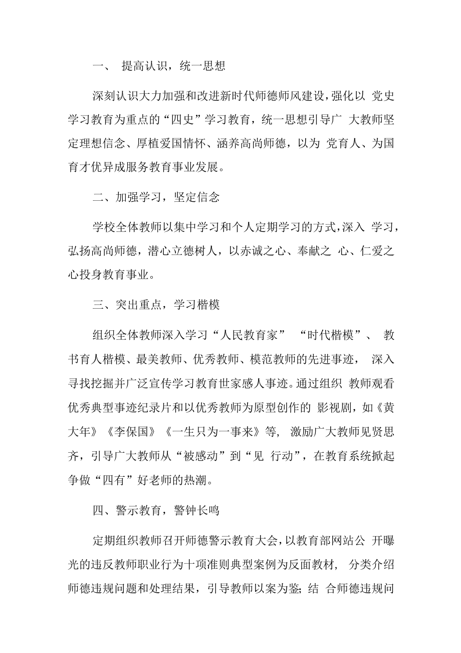 2023中小学师德师风教育主题活动月总结完整版.docx_第2页