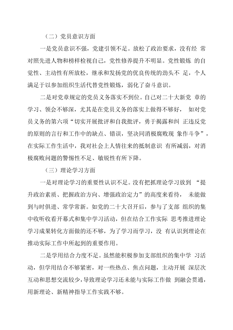 2023年度组织生活会个人对照检查材料两篇.docx_第2页