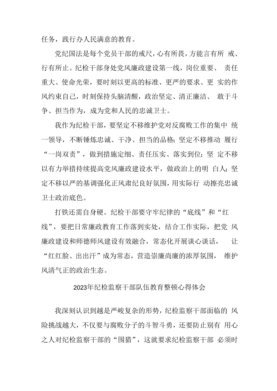 2023年新版全省纪检监察干部队伍思想教育整顿心得体会 合计8份.docx_第2页