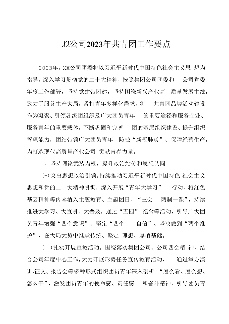 2023年企业共青团工作要点两篇.docx_第1页