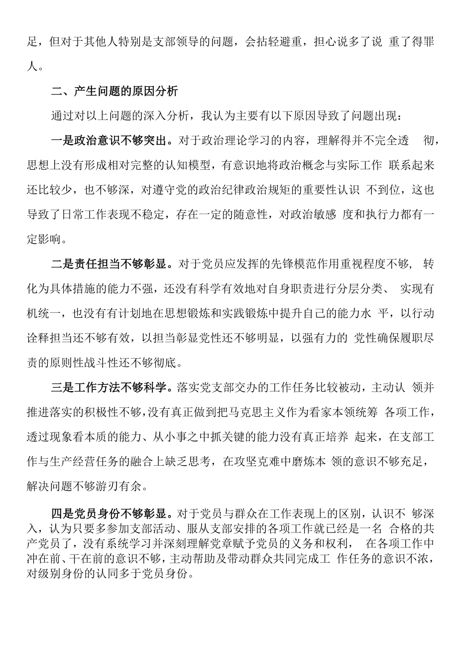 2023年度组织生活会个人发言提纲党员.docx_第3页