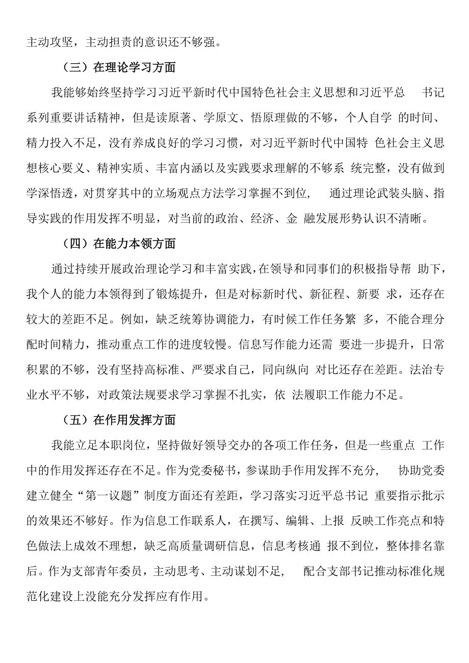 2023年度党支部组织生活会个人对照剖析材料.docx_第2页