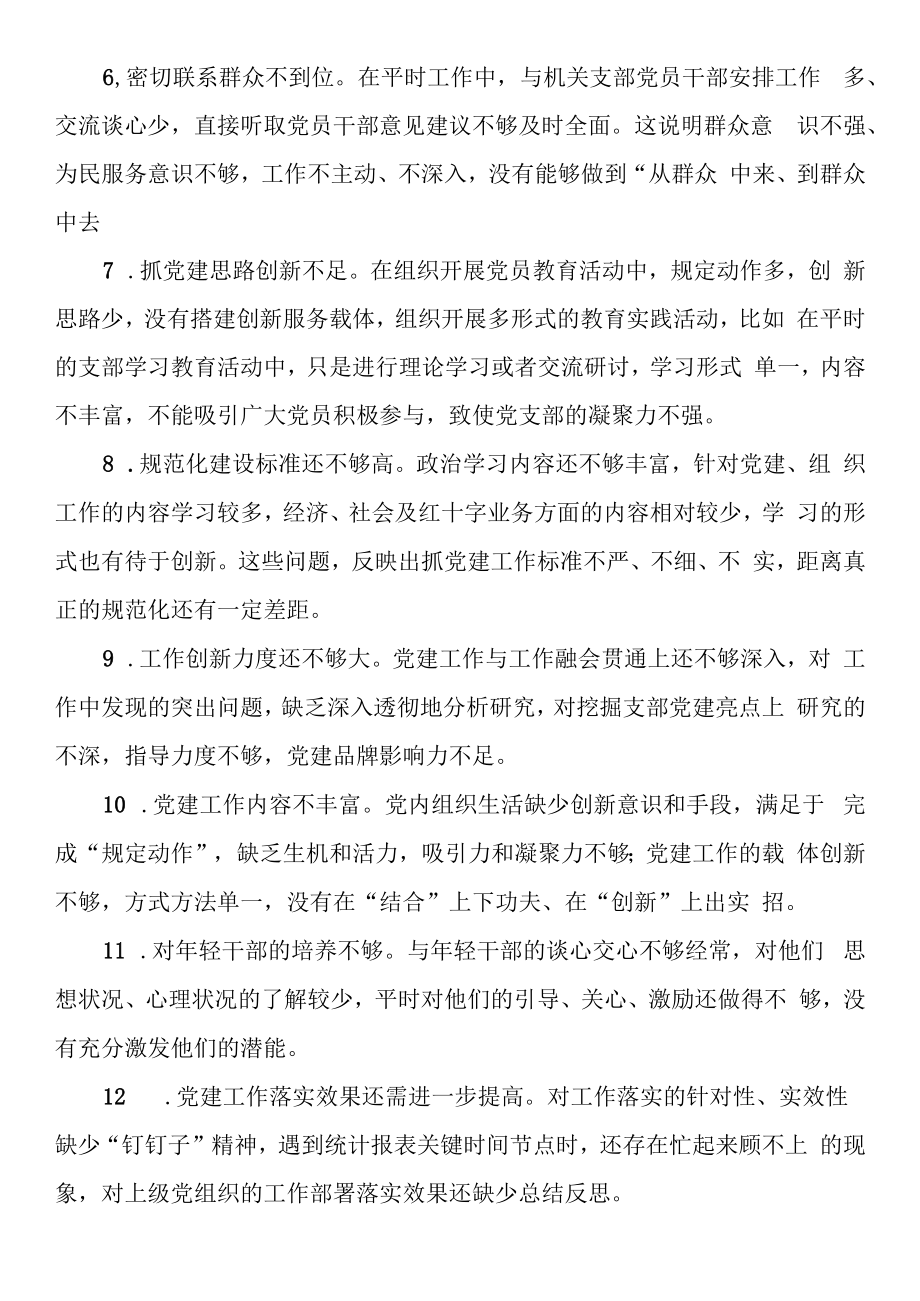 2023年度组织生活会上对党支部及支委成员的批评意见.docx_第2页