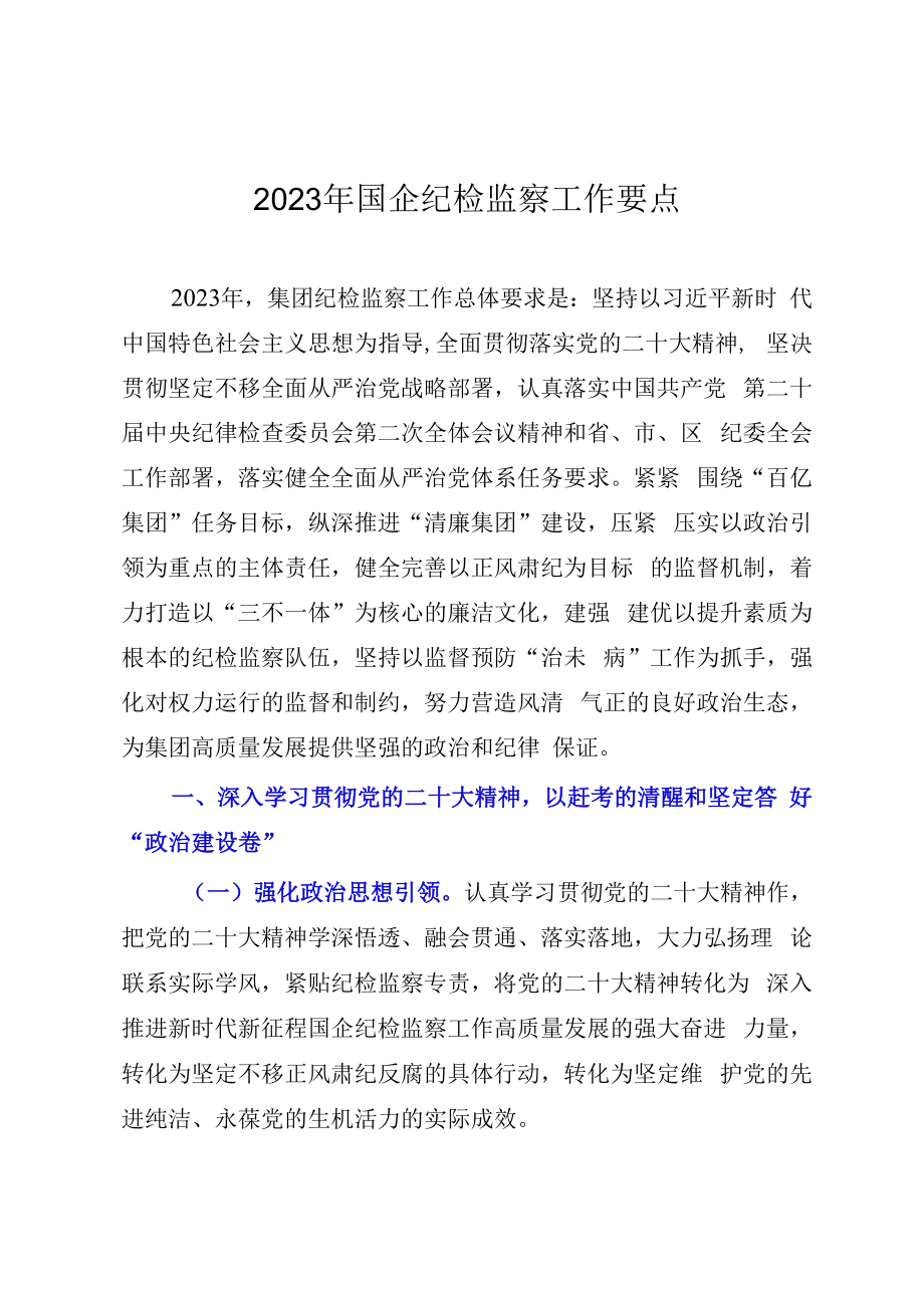 2023年国企纪检监察工作要点.docx_第1页