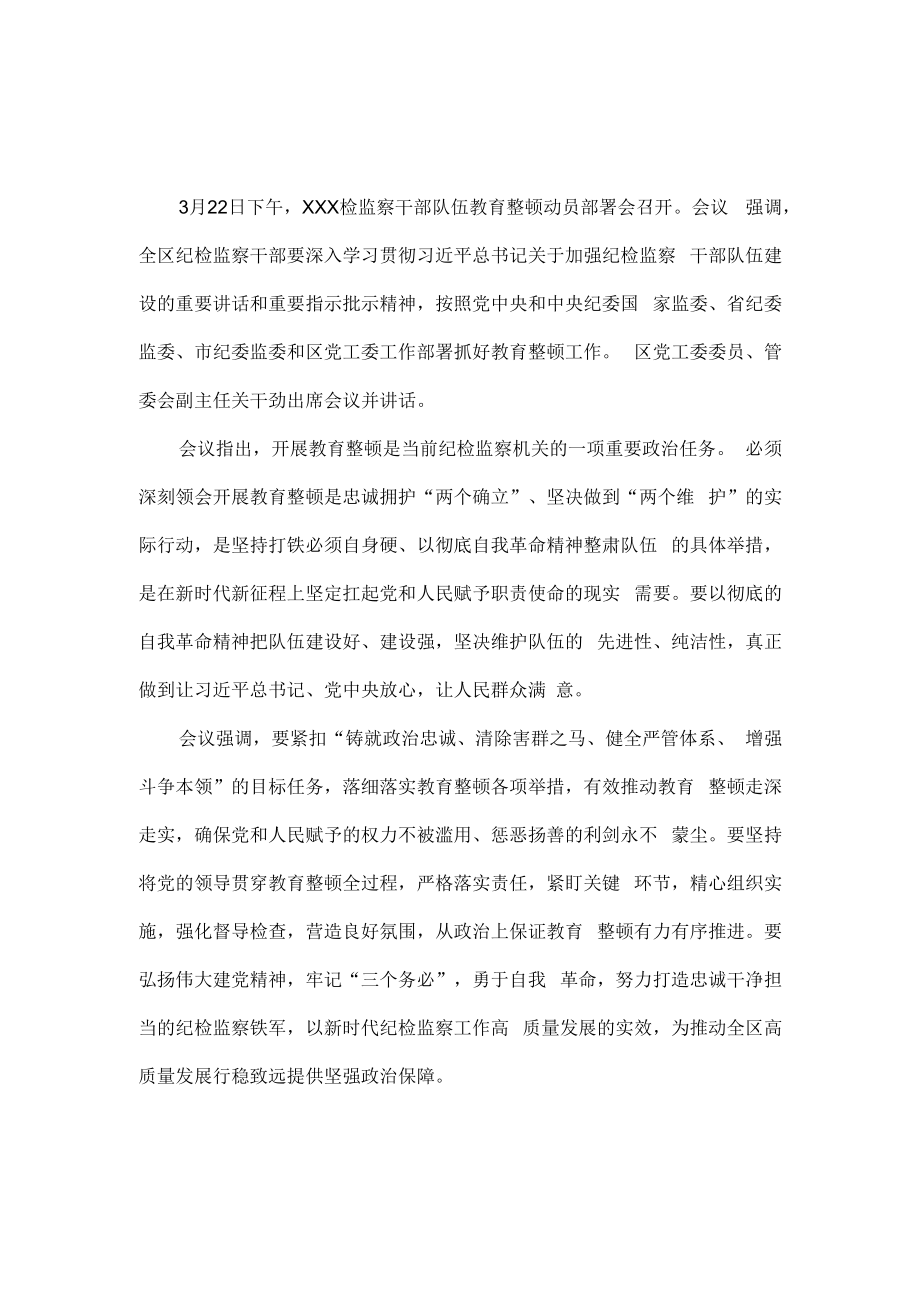 2023年纪检监察干部队伍纪律教育整顿专题培训讲话及心得.docx_第1页