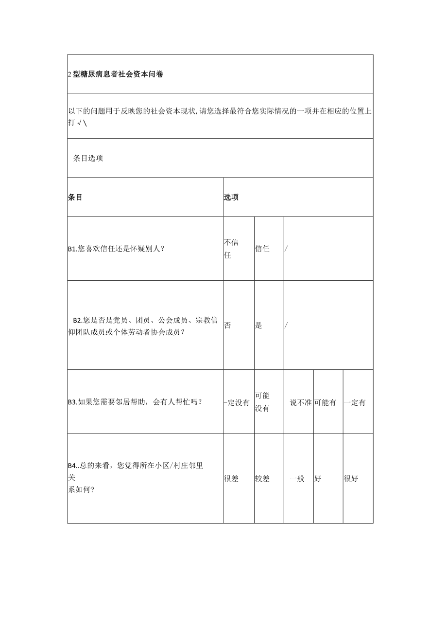 2型糖尿病患者社会资本问卷.docx_第1页