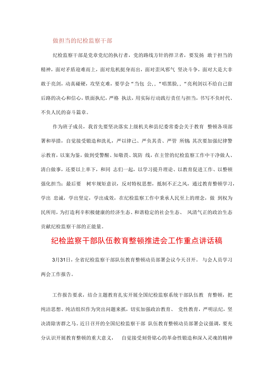 3篇2023年纪检监察干部队伍纪律教育整顿要求及心得感言.docx_第2页