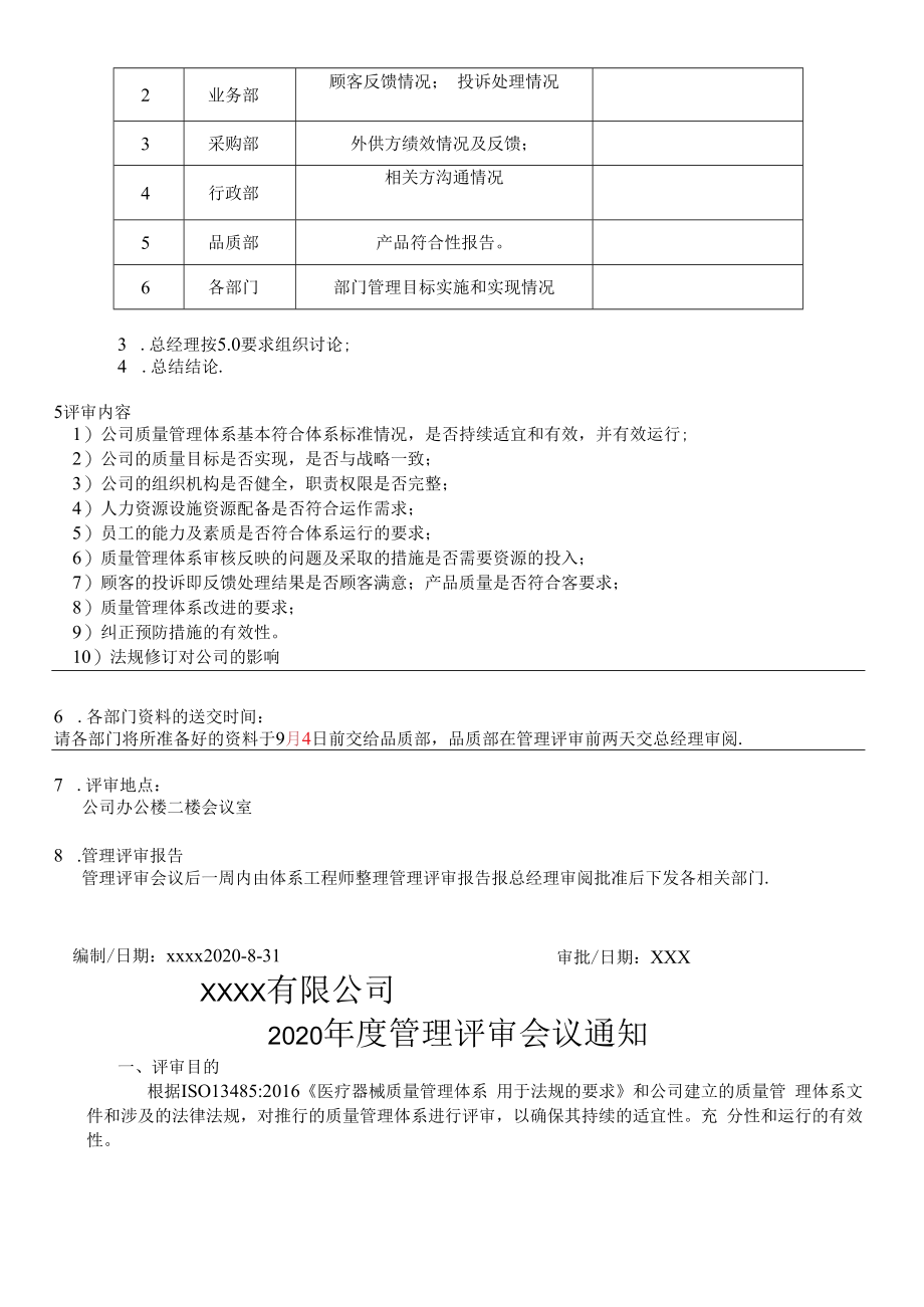 ISO134852016管理评审资料计划+通知+会议记录+评审报告.docx_第2页