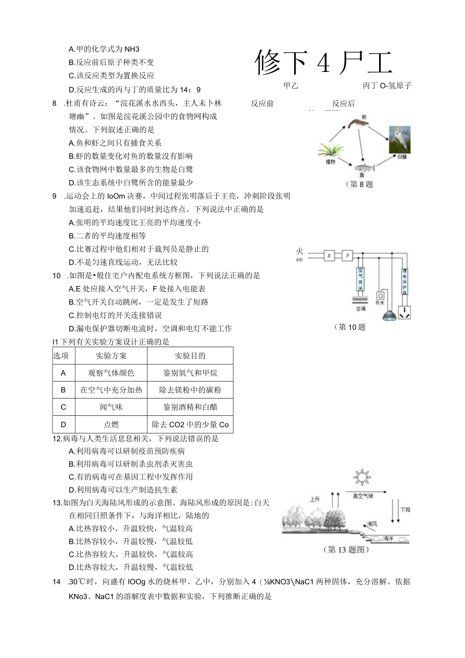 余老师：2023初中学业水平考试科学模拟卷3.docx_第3页