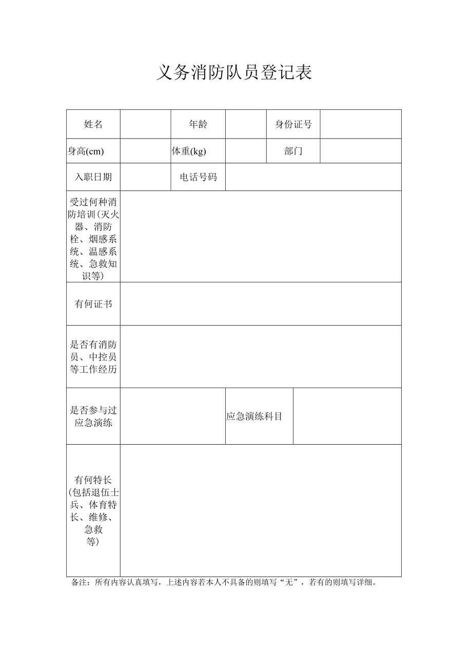 义务消防队员信息登记表.docx_第1页