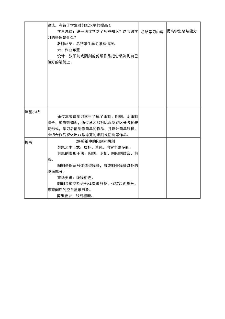 人美版 美术 四年级上册 第二十课《剪纸中的阳刻和阴刻》教案.docx_第3页