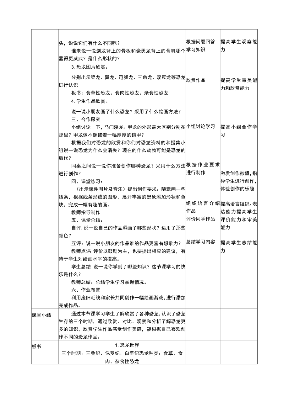 人美版美术三年级下册第一课《恐龙世界》教案.docx_第2页