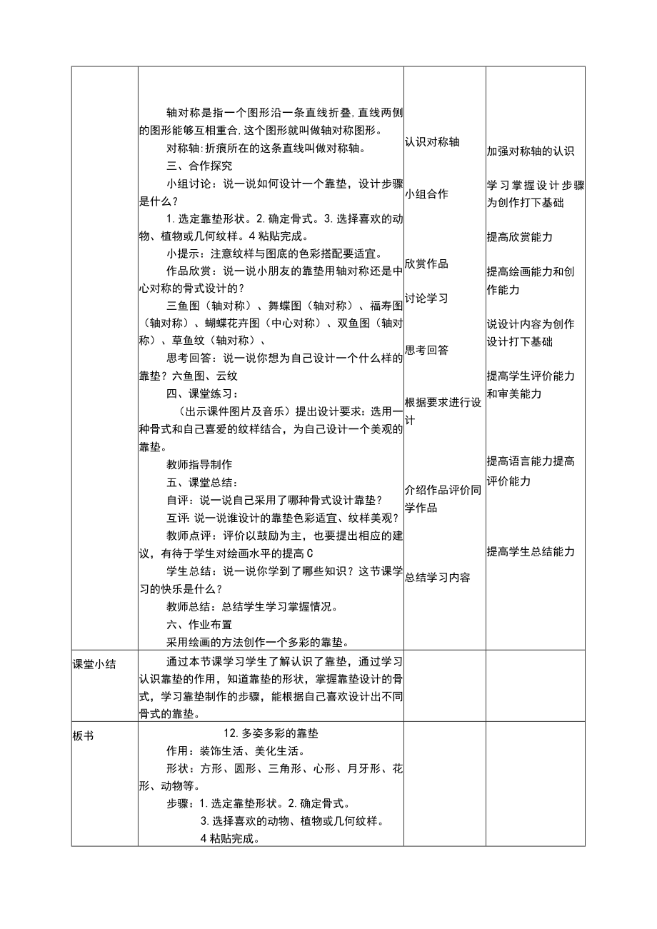 人美版 美术 四年级上册 第十二课《多姿多彩的靠垫》教案.docx_第2页