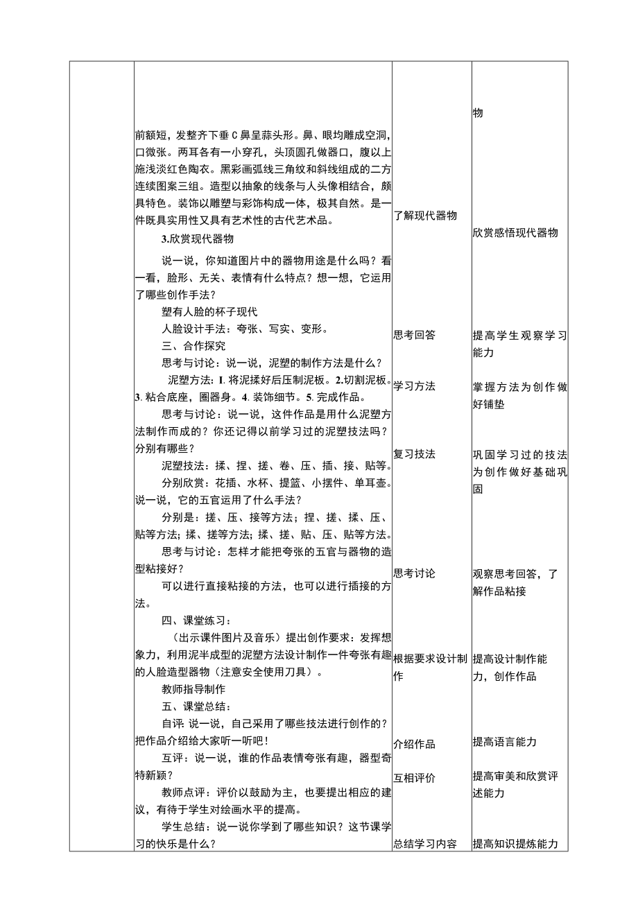 人美版 美术 四年级下册 第五课《有人脸的器物》教案.docx_第2页