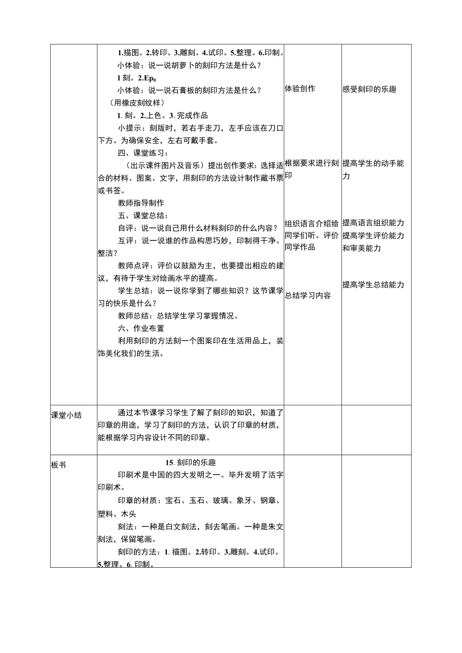 人美版 美术 四年级上册 第十五课《刻印的乐趣》教案.docx_第3页