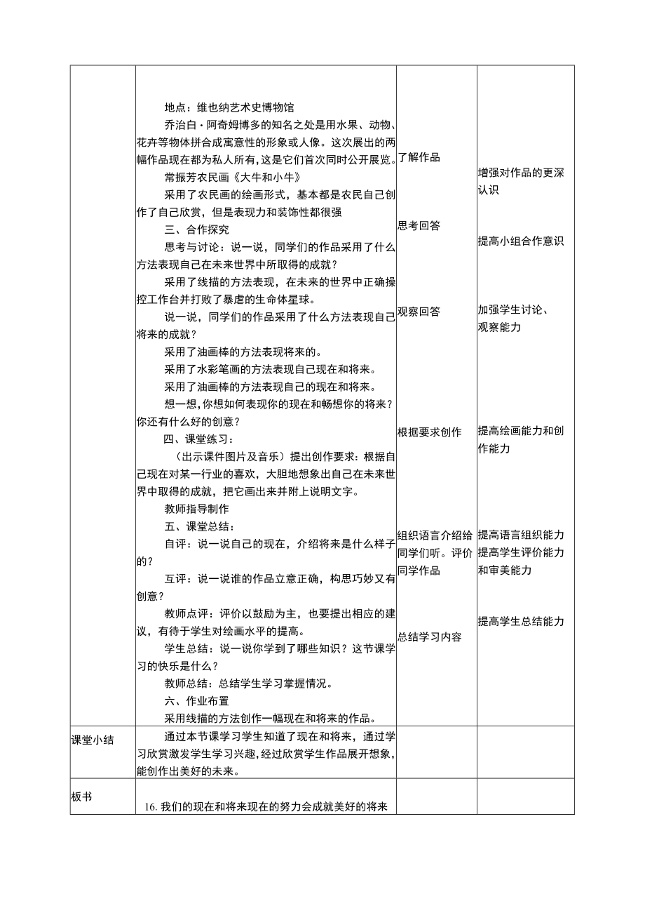 人美版 美术 四年级上册 第十六课《我们的现在和将来》教案.docx_第2页