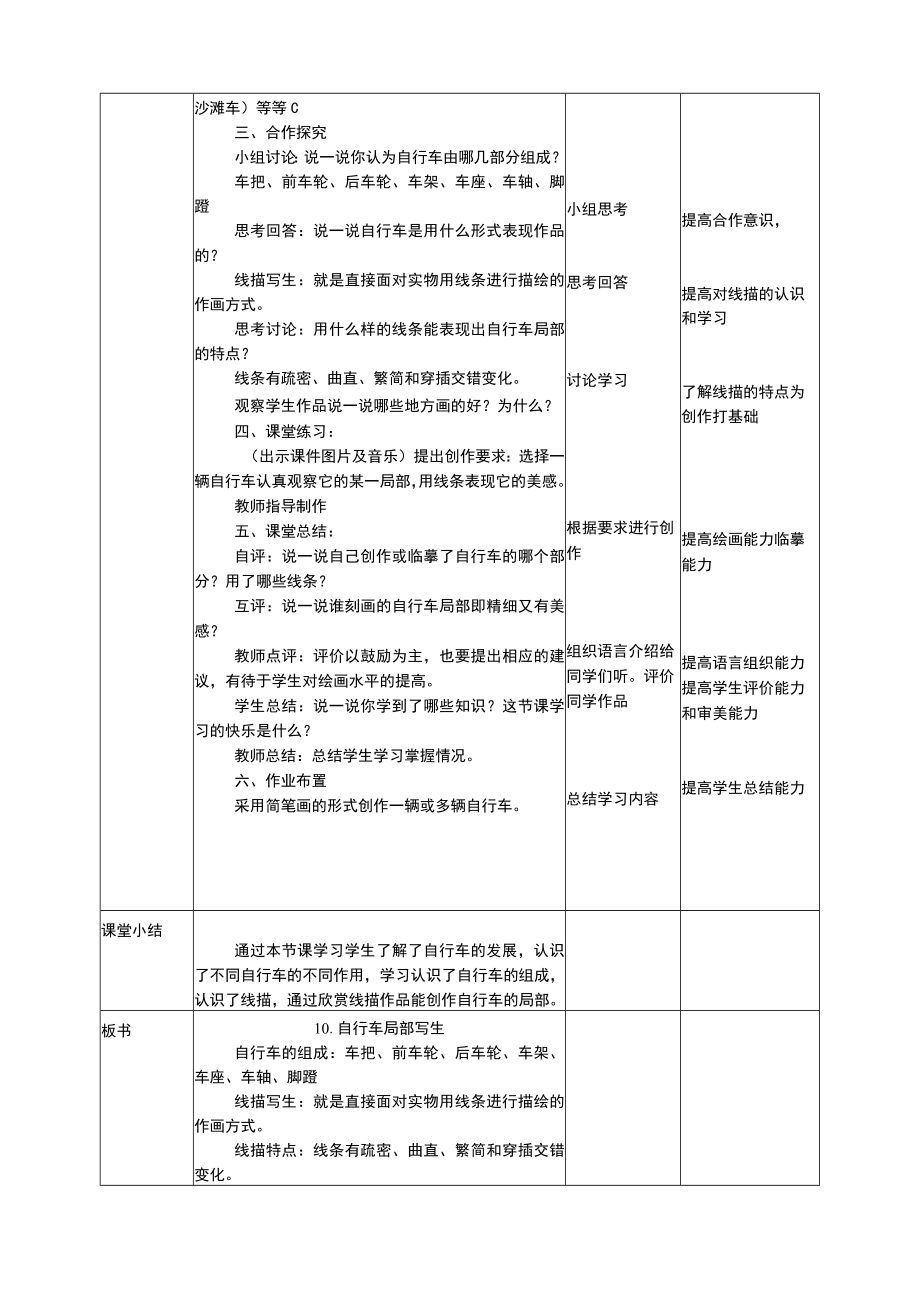 人美版 美术 四年级上册 第十课《自行车局部写生》教案.docx_第2页