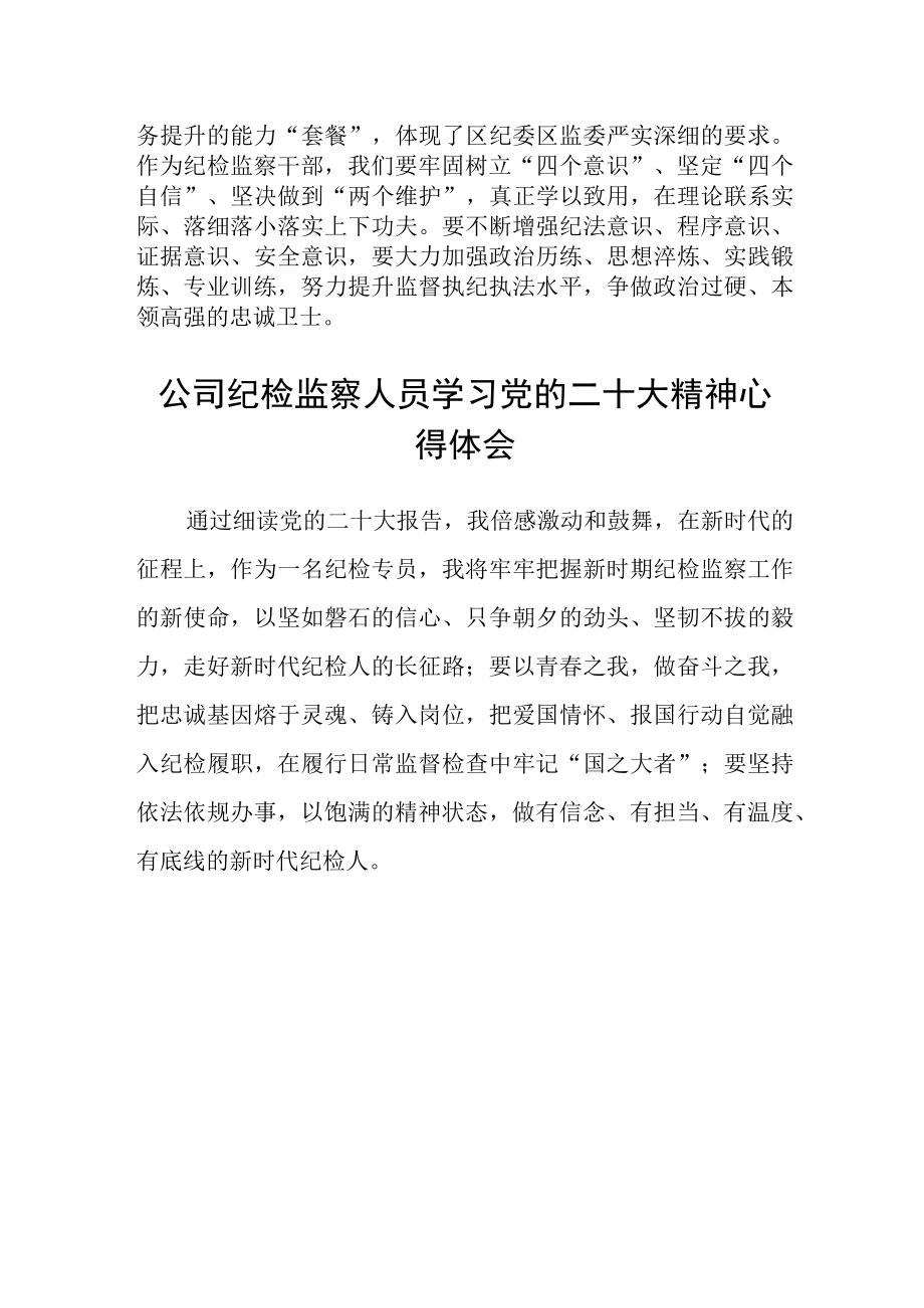 公司纪检监察人员学习党的二十大精神心得体会(精选三篇).docx_第2页