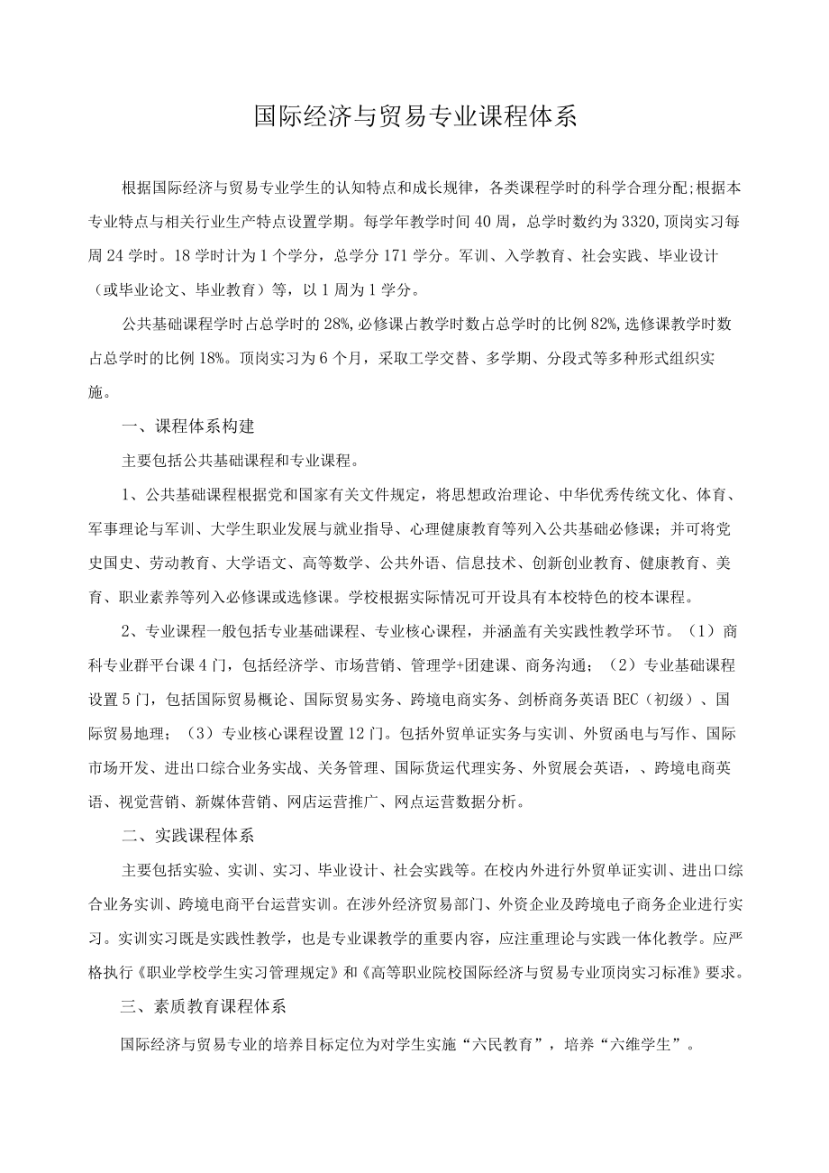 国际经济与贸易专业课程体系.docx_第1页