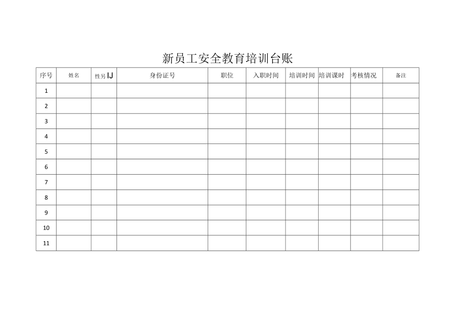 新员工安全教育培训台账.docx_第1页