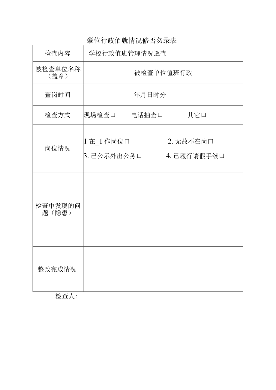 学校行政值班情况检查记录表.docx_第1页