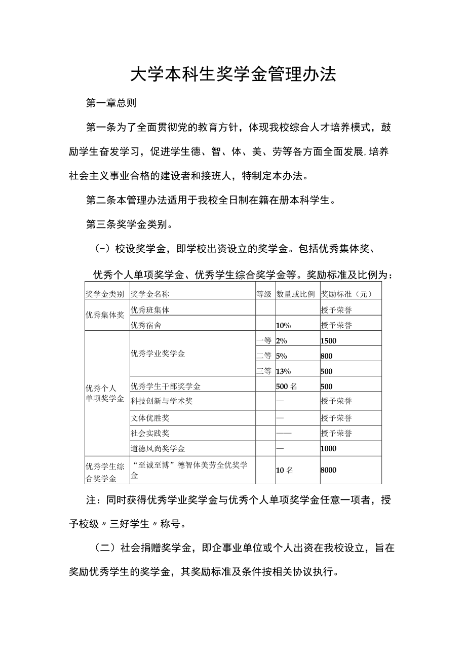 大学本科生奖学金管理办法.docx_第1页