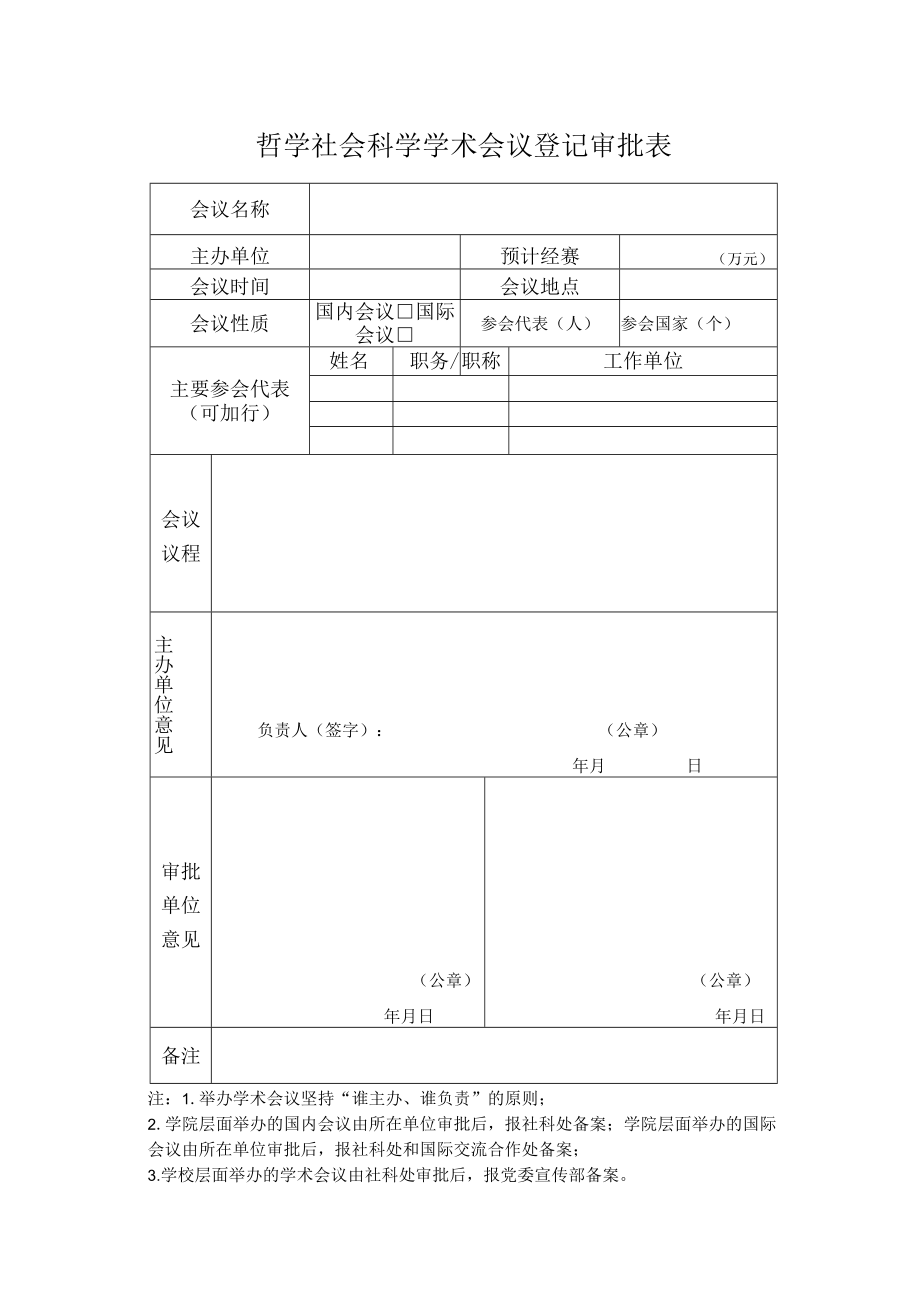 哲学社会科学学术会议登记审批表.docx_第1页