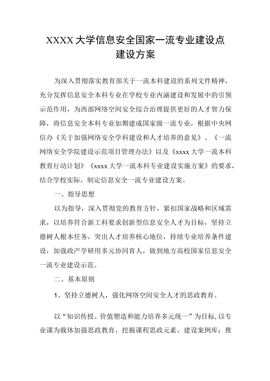 大学信息安全国家一流专业建设点建设方案.docx_第1页