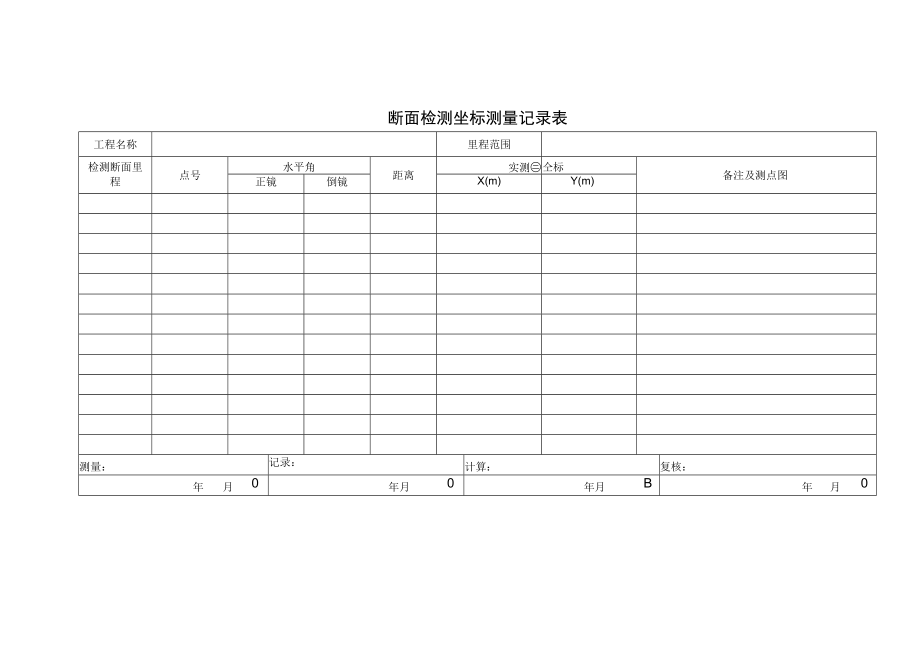 断面检测坐标测量记录表.docx_第1页