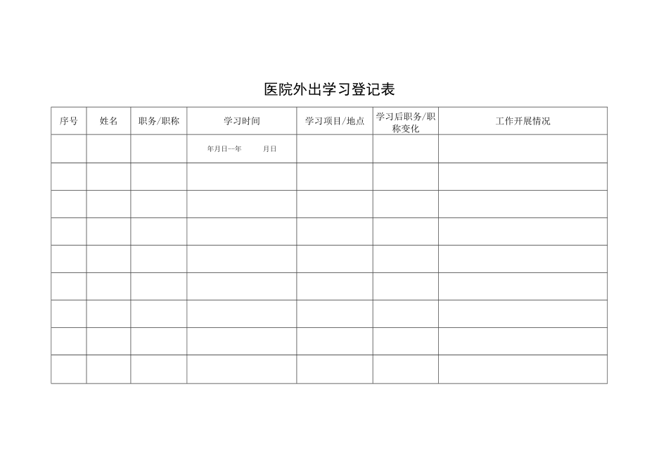 医院外出学习登记表.docx_第1页