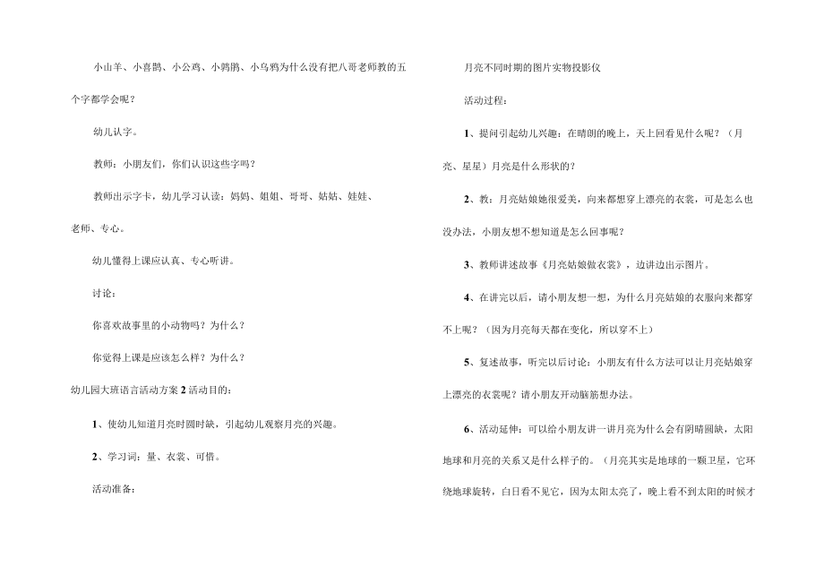 幼儿园大班语言活动方案15篇.docx_第2页