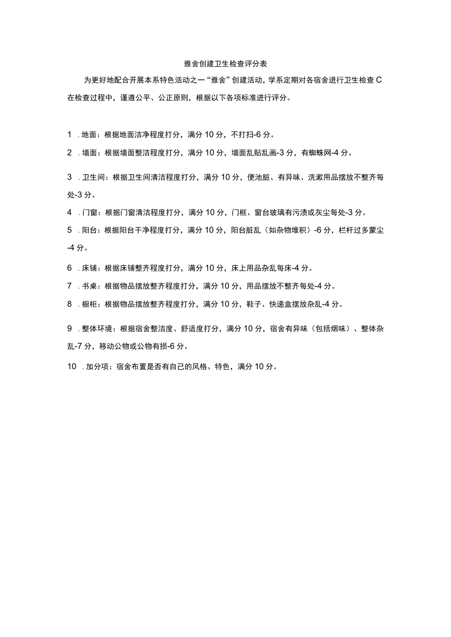 雅舍创建卫生检查评分表.docx_第1页